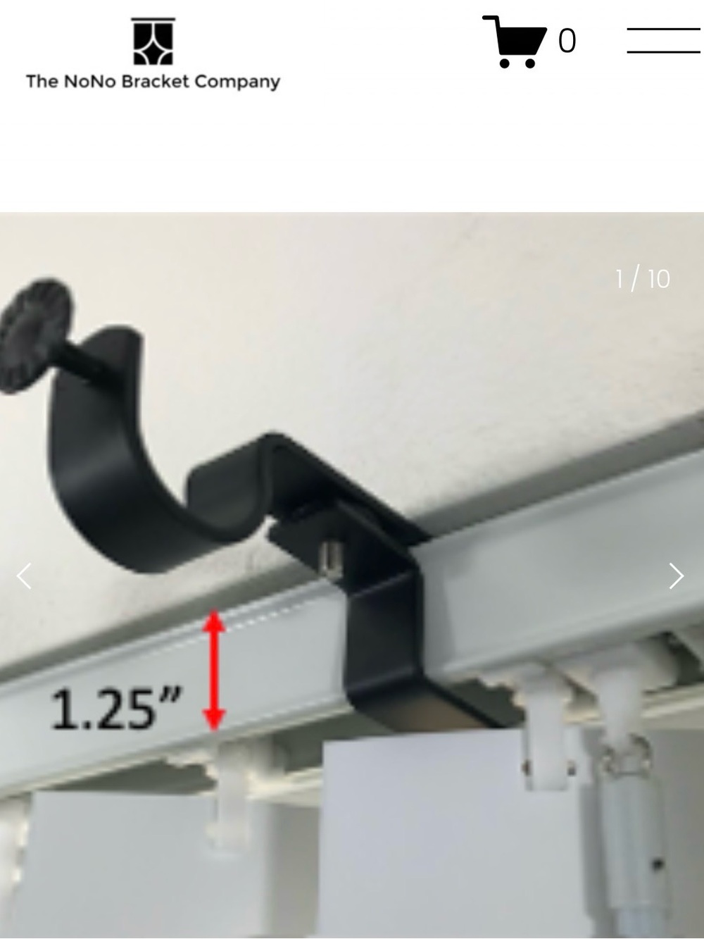 NoNo Bracket - No Drill Bracket Attachment for Outside Mounted Blinds 1.25”